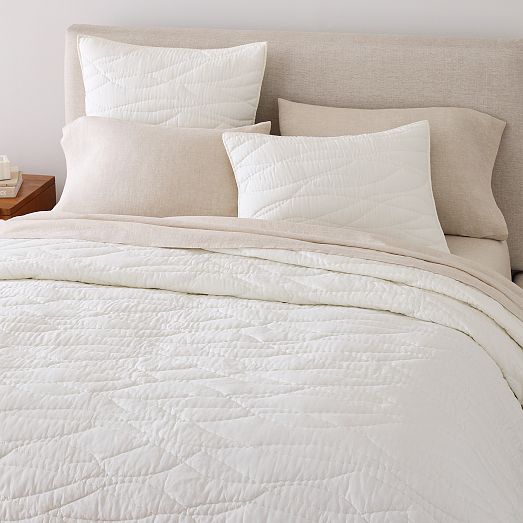 European Flax Linen Cotton Ripple Quilt & Shams | West Elm