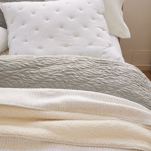 Cotton Cloud Jersey Tack Stitch Quilt & Shams West Elm