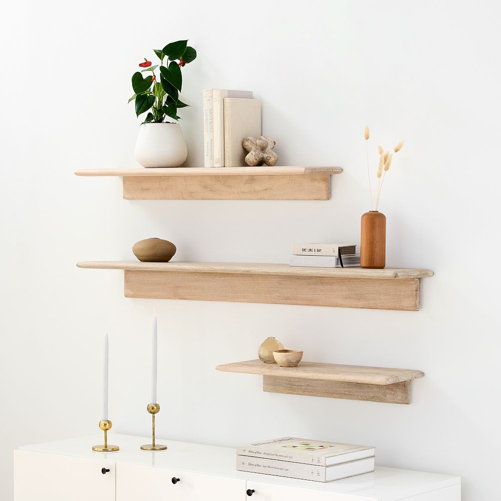 Anton Solid Wood Wall Shelves - Burnt Wax | West Elm