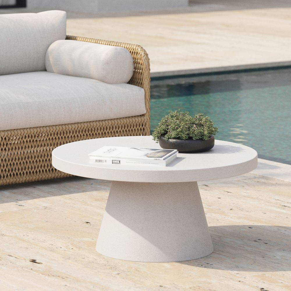Concrete Pedestal Outdoor Round Coffee Table (32"–44") | West Elm