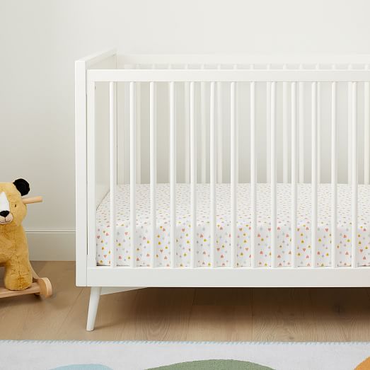 Organic Mini Hearts Crib Fitted Sheet West Elm