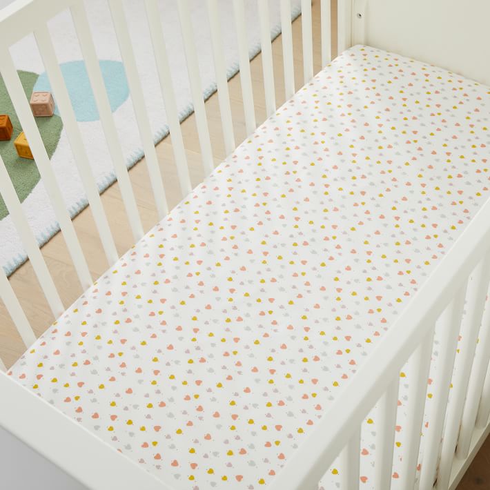 Organic Mini Hearts Crib Fitted Sheet West Elm