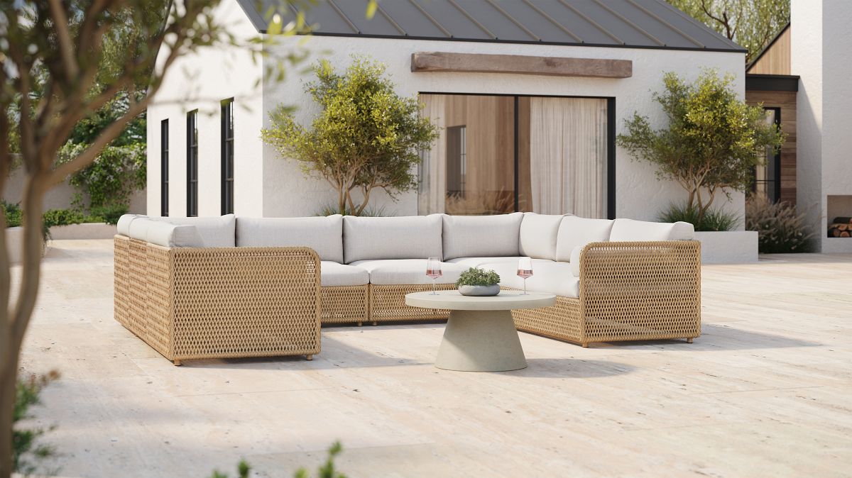 Coastal Outdoor 6-Piece U-Shaped Sectional (130