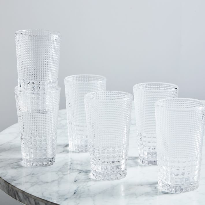 Clear Tall Malcolm Beaded Drinking Glass, Set of 6