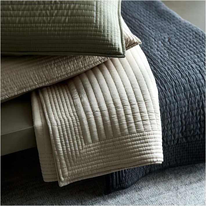 Silky TENCEL™ Pick Stitch Quilt & Shams West Elm