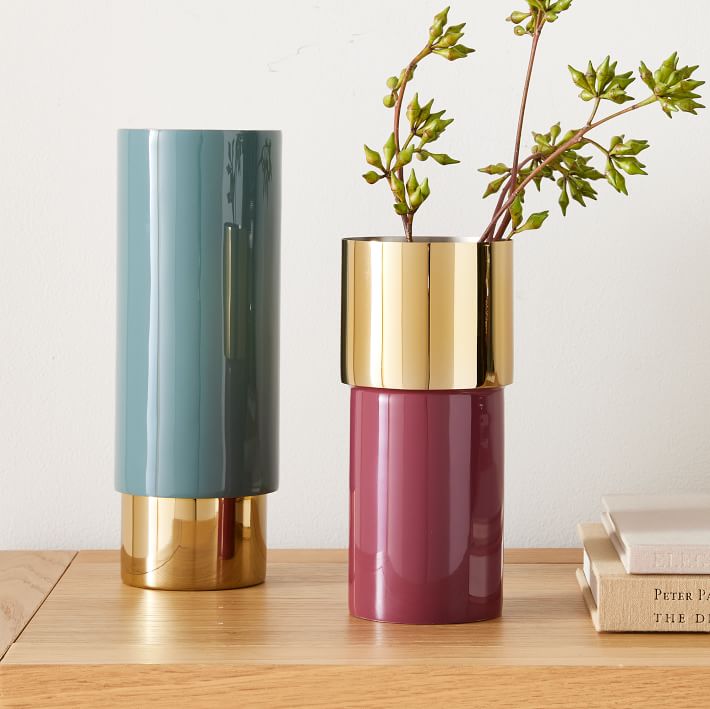 Enamel Brass Tube Vases West Elm