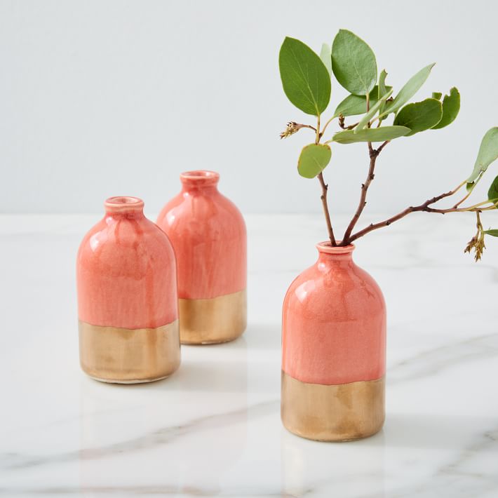 Studio Coral & Gold Bud Vase West Elm