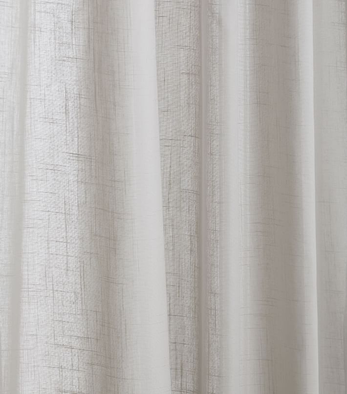 Sheer Crosshatch Curtain (Set of 2) - Stone Gray | West Elm