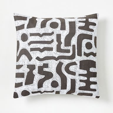 Traditional Mudcloth Throw Pillow, 18x18, Black & White, Cotton