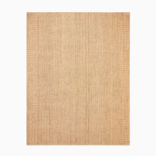 Jute Boucle Stripe Border Rug West Elm