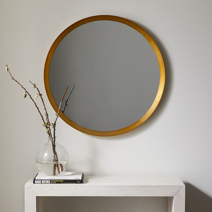 Thick Frame Metal Round Wall Mirror - 30