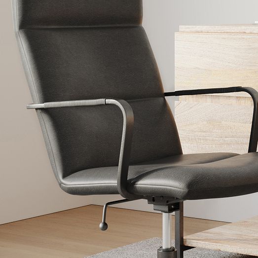 Cooper MidCentury HighBack Leather Swivel Office Chair West Elm