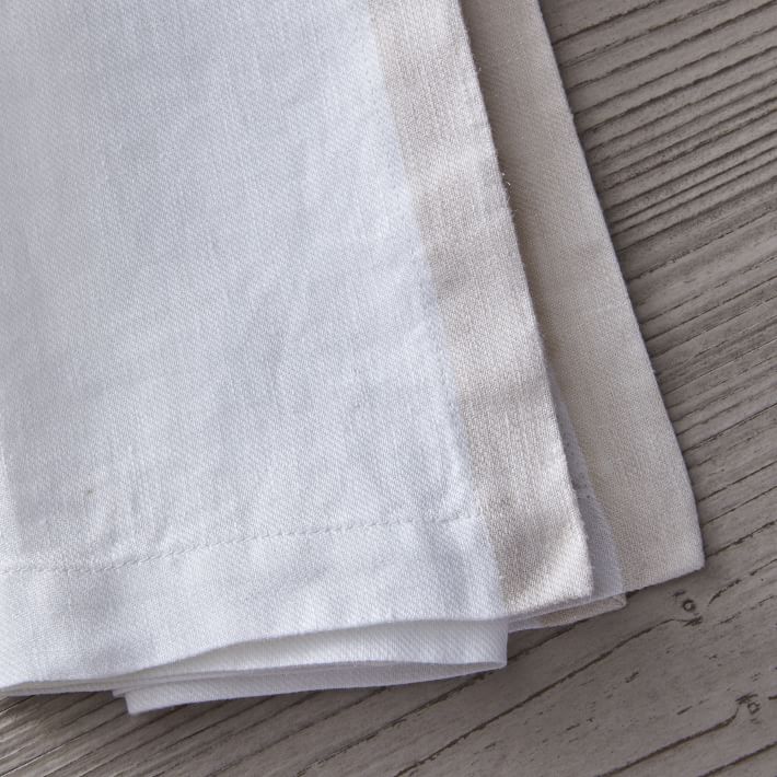 European Linen Contrast Border Napkins (Set of 4)