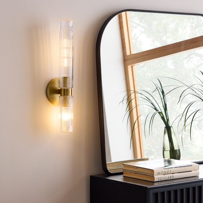 Fluted Double Asymmetrical Indoor/Outdoor Sconce (3") West Elm