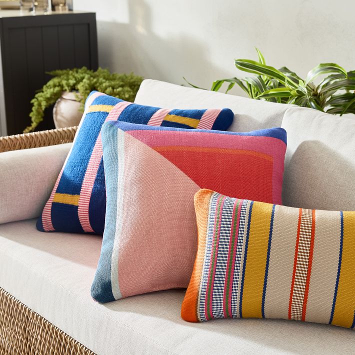 Bright Stripes Indoor/Outdoor Pillow Set West Elm