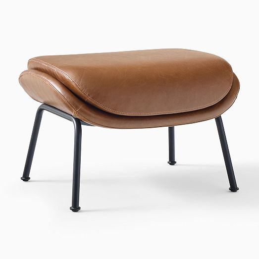 Fillmore Mid-Century Leather Ottoman | West Elm
