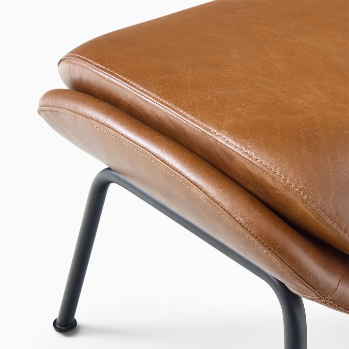 Fillmore MidCentury Leather Ottoman West Elm