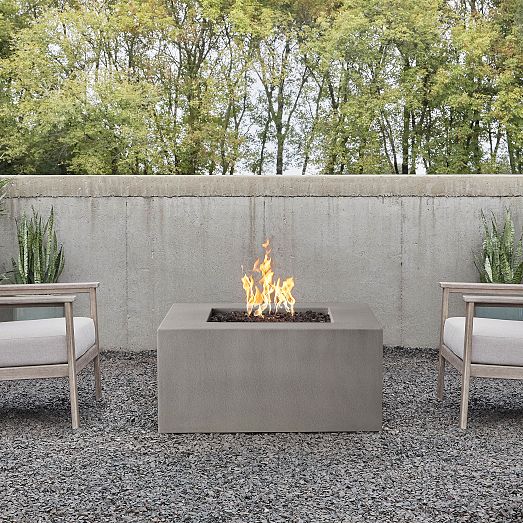 Square 40" Outdoor Concrete Fire Table West Elm