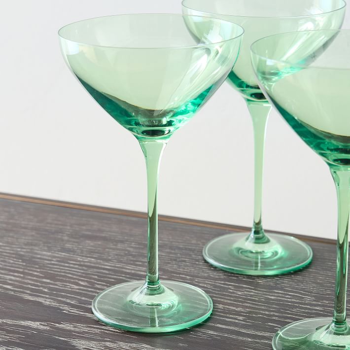 Vintage Colorful Stemmed Martini Glasses- Set of 4
