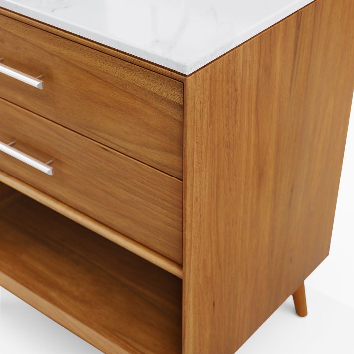 MidCentury Open Storage Single Bathroom Vanity (24"49") Acorn