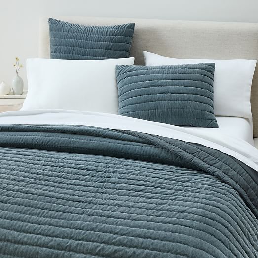 Cotton Velvet Pick Stitch Quilt & Shams | West Elm