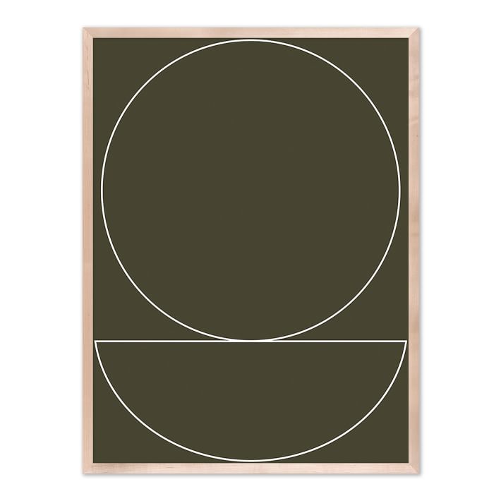 Thin Lines on Olive Green Framed Wall Art by Roseanne Kenny West Elm