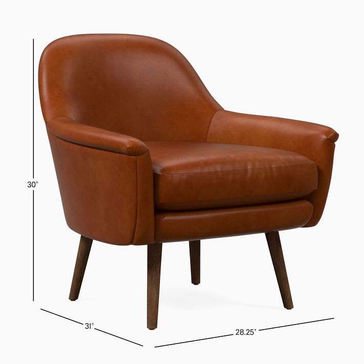 Phoebe Leather Chair Wood Legs West Elm