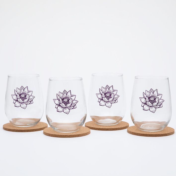 Mandala Stemless Wine Glasses II, Set of Four