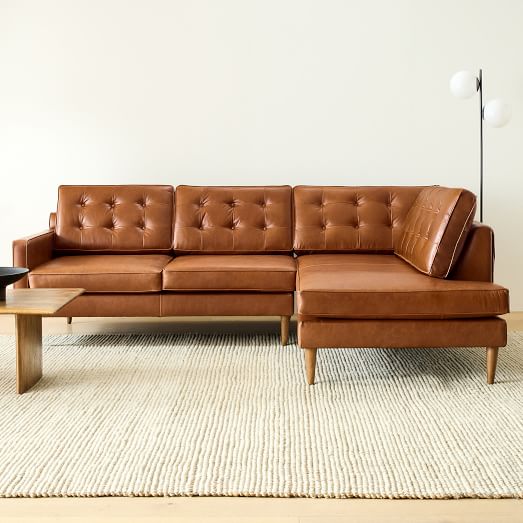 Drake Leather 2Piece Terminal Chaise Sectional (100") West Elm