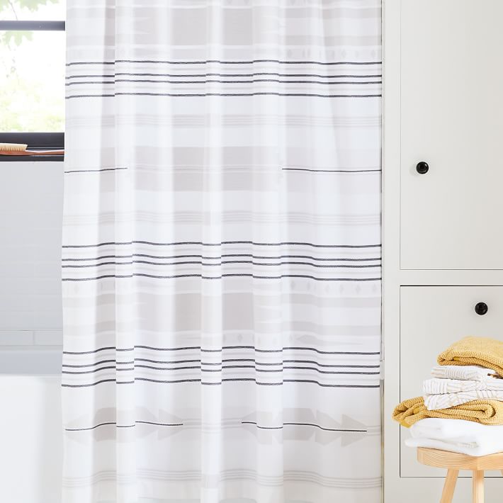 Organic Striped Arrow Edge Jacquard Shower Curtain West Elm