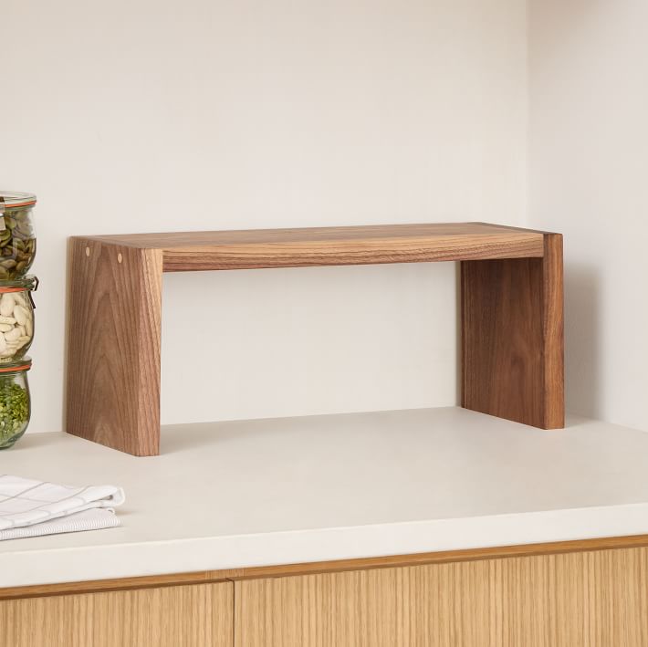 Wood Counter Stackable Corner Tray Riser Shelves 2-Pack