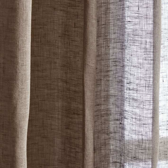 Sheer European Flax Linen Curtain - Mocha | West Elm