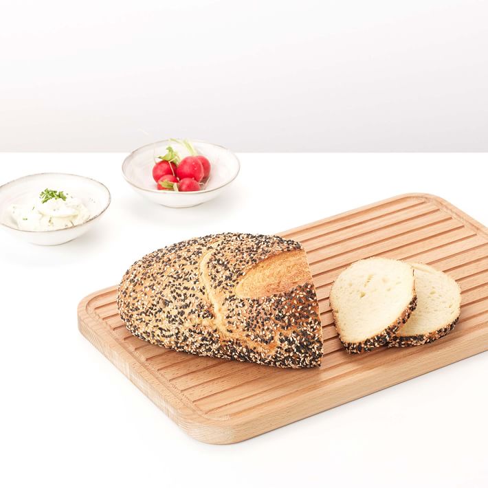 Bread Cutting Board With Crumb Tray Made From Mahogany Wood For