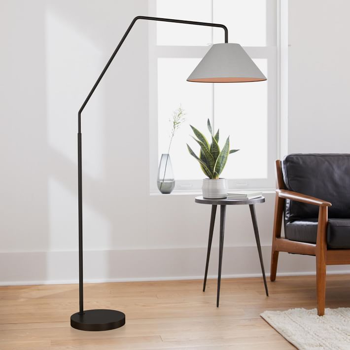 Sculptural Overarching Fabric Cone Floor Lamp West Elm