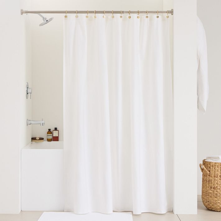 Solid Canvas Shower Curtain | White