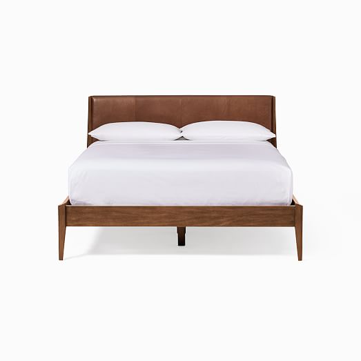 Modern Leather Show Wood Bed | West Elm