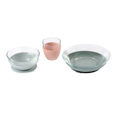 Set repas en silicone avec ventouse Pink Beaba