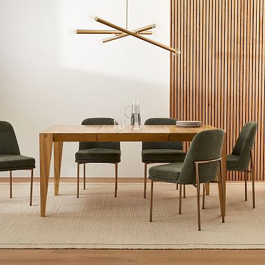 Mid-Century Rounded Expandable Dining Table (42–80)