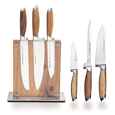 Copper Knife Set, A Knife Set with Sharpener Built-in, Upright 6-Piece Rose Gold