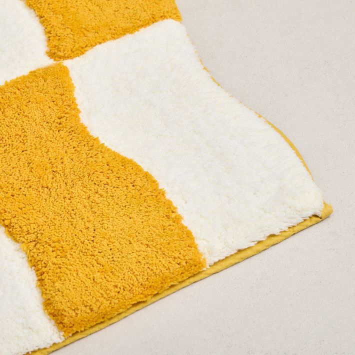 Textured-weave Bath Mat - Mustard yellow - Home All