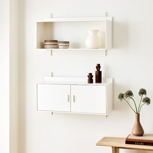 Floating Lines Single Shelves - White