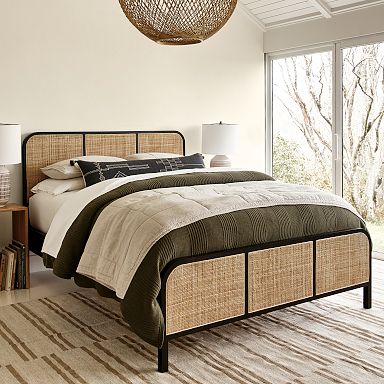 Pearson Gallery Bed Cane Queen in Gray | Arhaus