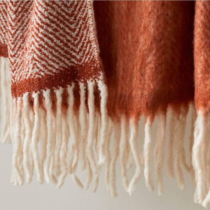 Brushed Herringbone Throw West Elm