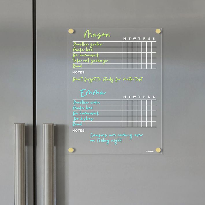  Acrylic Calendar Magnetics Board for Fridge Reusable Magnetics  Planning Office Organization and Storage for Desk : Office Products