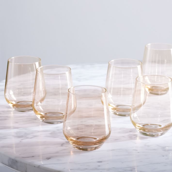 History Company Mid-Century Scandinavian Designed Stemless Cocktail Glass, 2-Piece Set (Gift Box Collection)