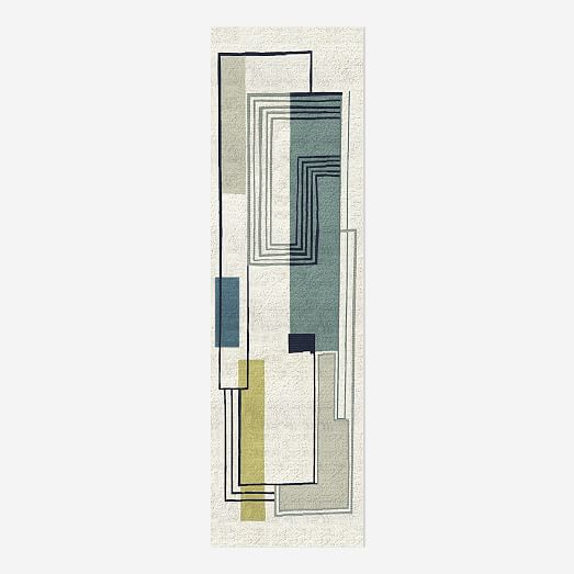 Abstract Lines Wool Rug West Elm