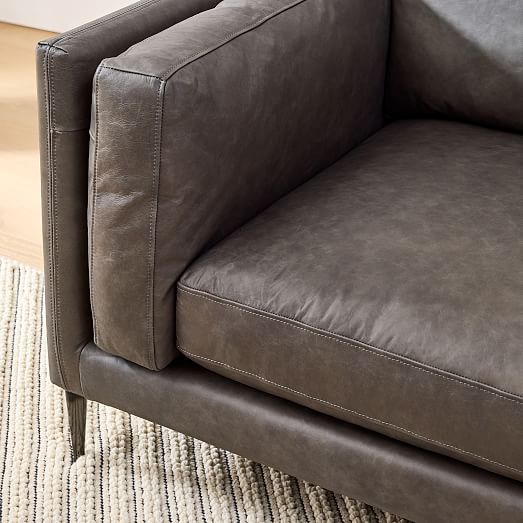 Anton Leather Sofa Metal Legs (76"96") West Elm