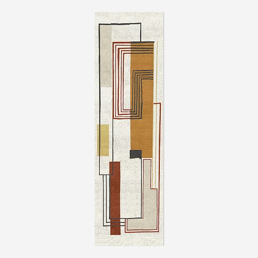 Abstract Lines Wool Rug West Elm