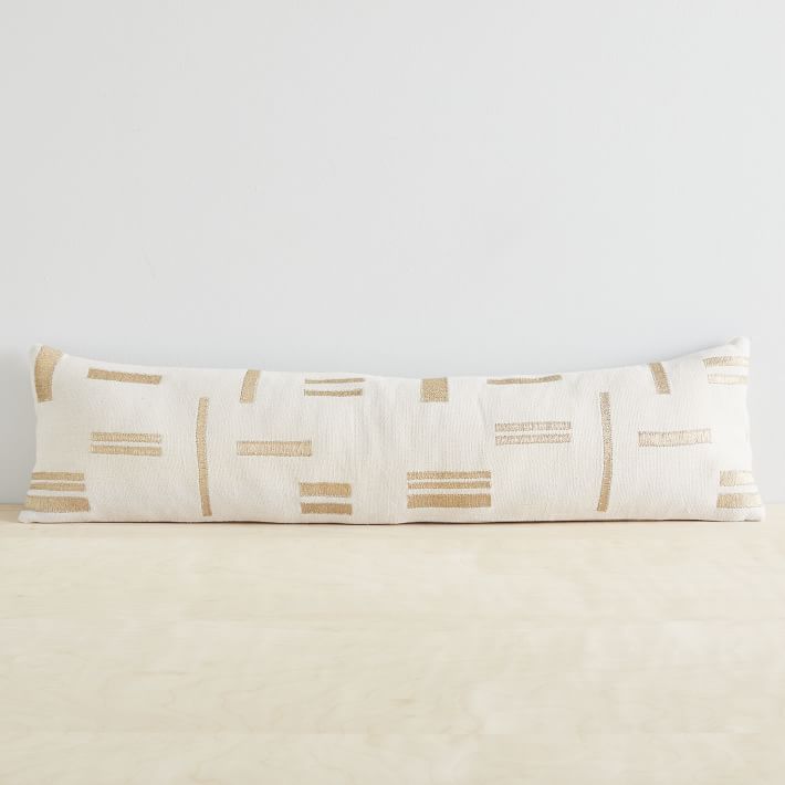 Embroidered Metallic Blocks Oversized Lumbar Pillow Cover West Elm