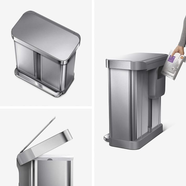 simplehuman Dual Compartment Step Trash Can with Liner Pocket - 58L